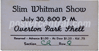 Slim Whitman show ticket